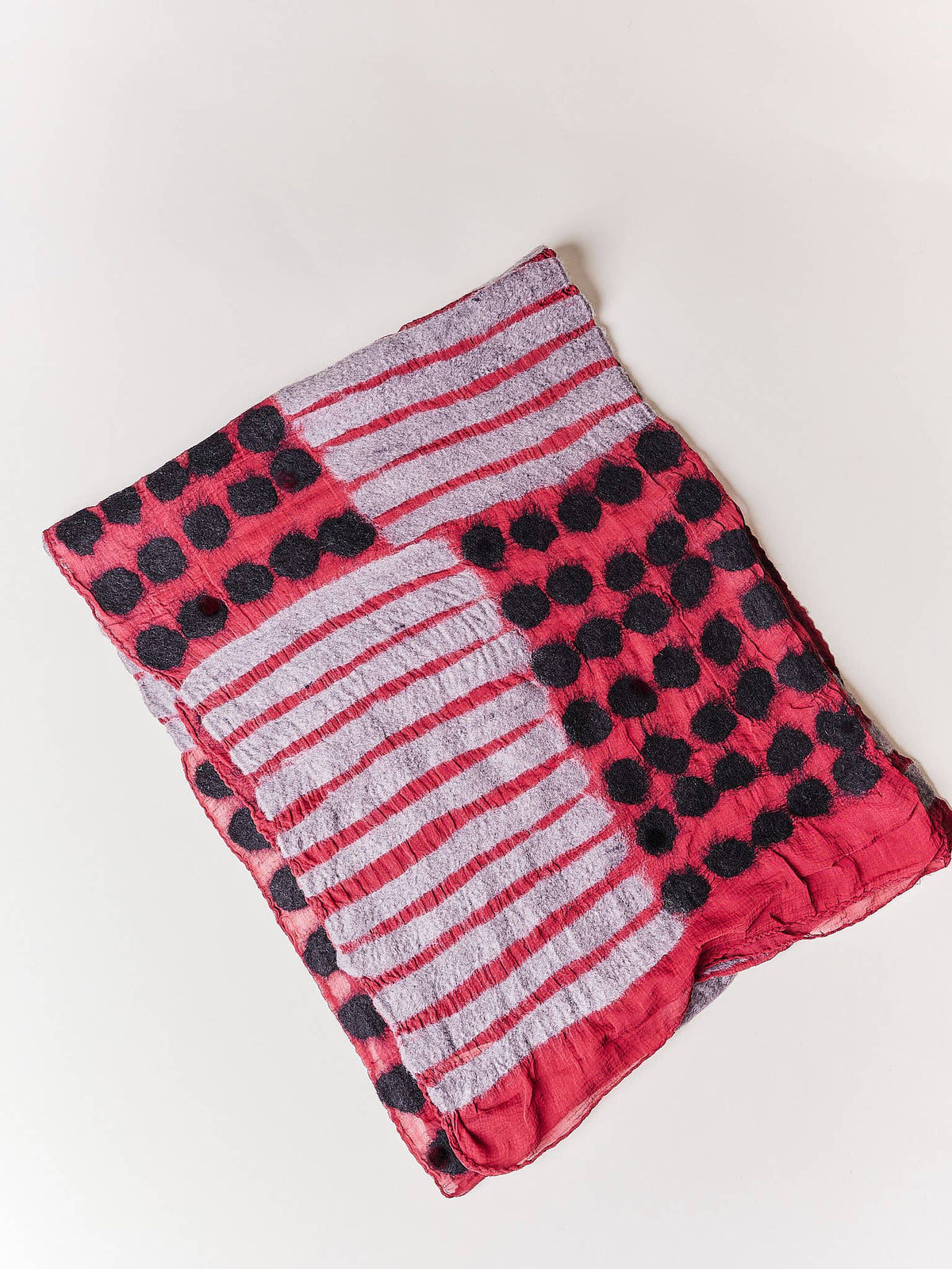 Dots & Stripes Felt-Silk: Black scarf