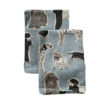 Napkins Set of 4 - Dog Print - Blue Haze