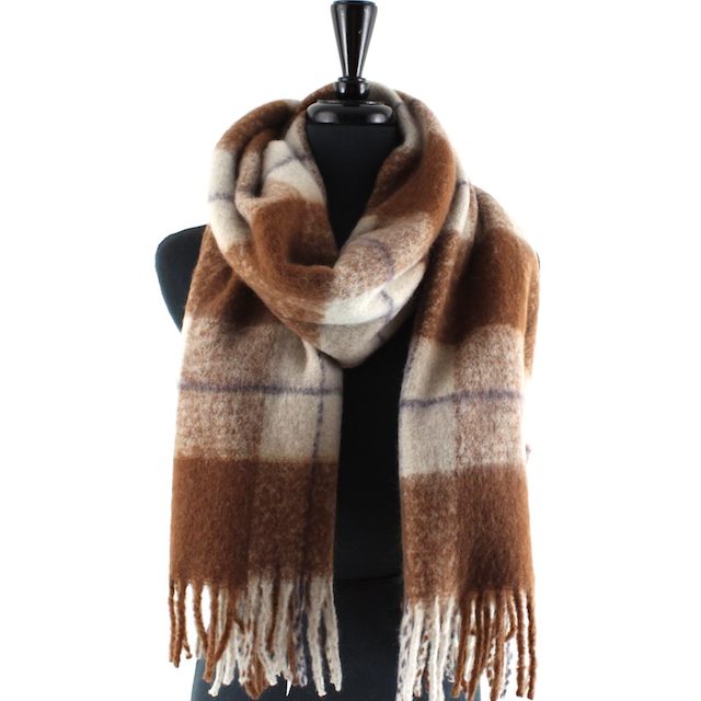 Black Fuzzy Plaid Scarf