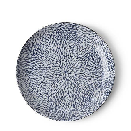 Plate Aizome Mums 8.5"