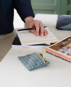 Navy Cross-Stitch Coin Purse