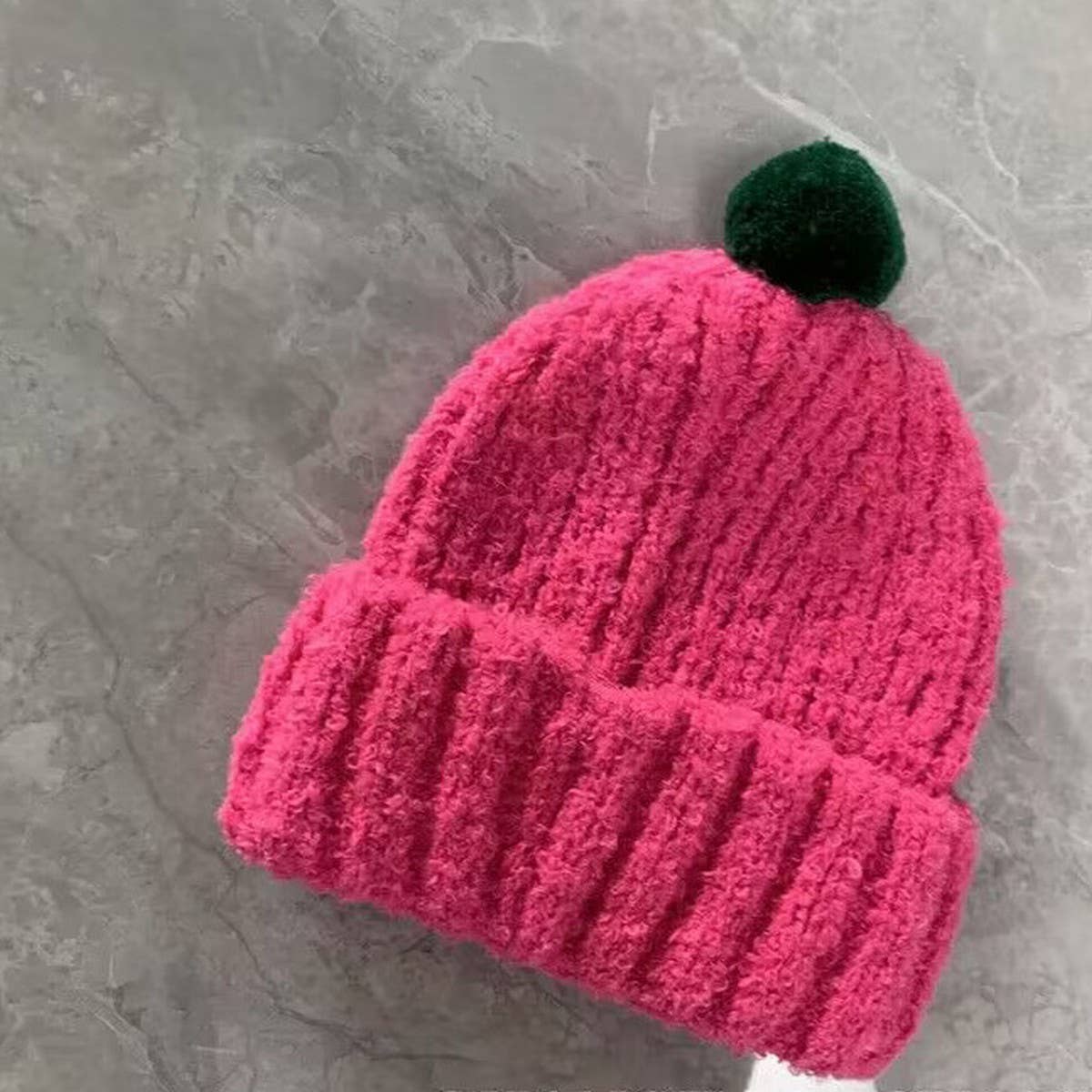 PINK CHILDREN'S COLORFUL BALL SOFT KNITTED HAT(OS) 1