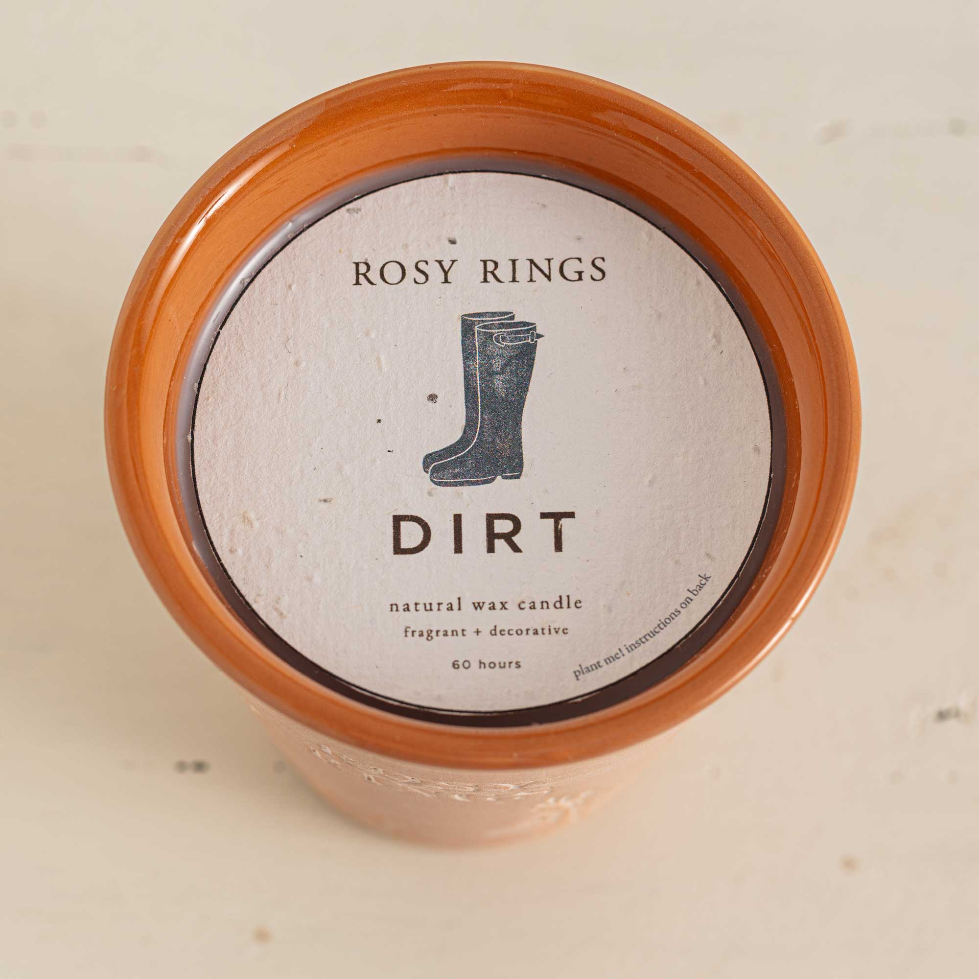 Dirt Garden Pot Candle + Plantable Seed Dust Cover