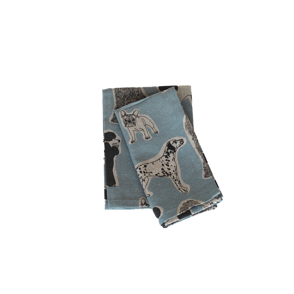 Napkins Set of 4 - Dog Print - Blue Haze
