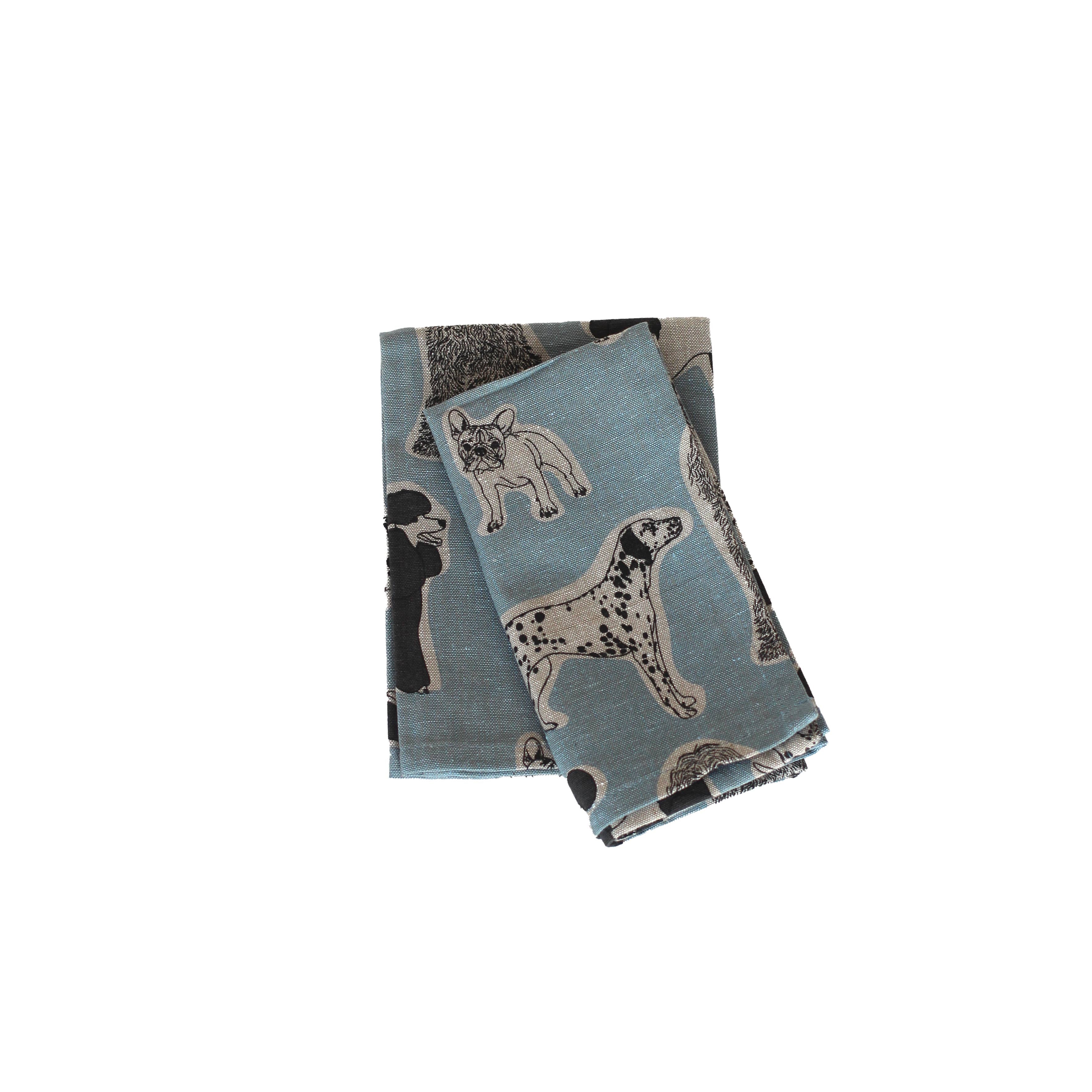 Napkins Set of 4 - Dog Print - Blue Haze