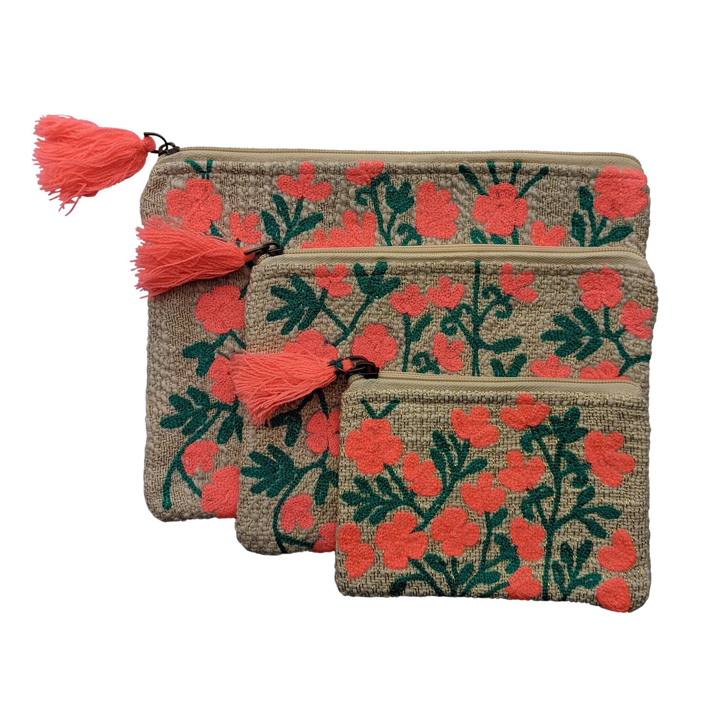 Red Embroidered Floral Medium