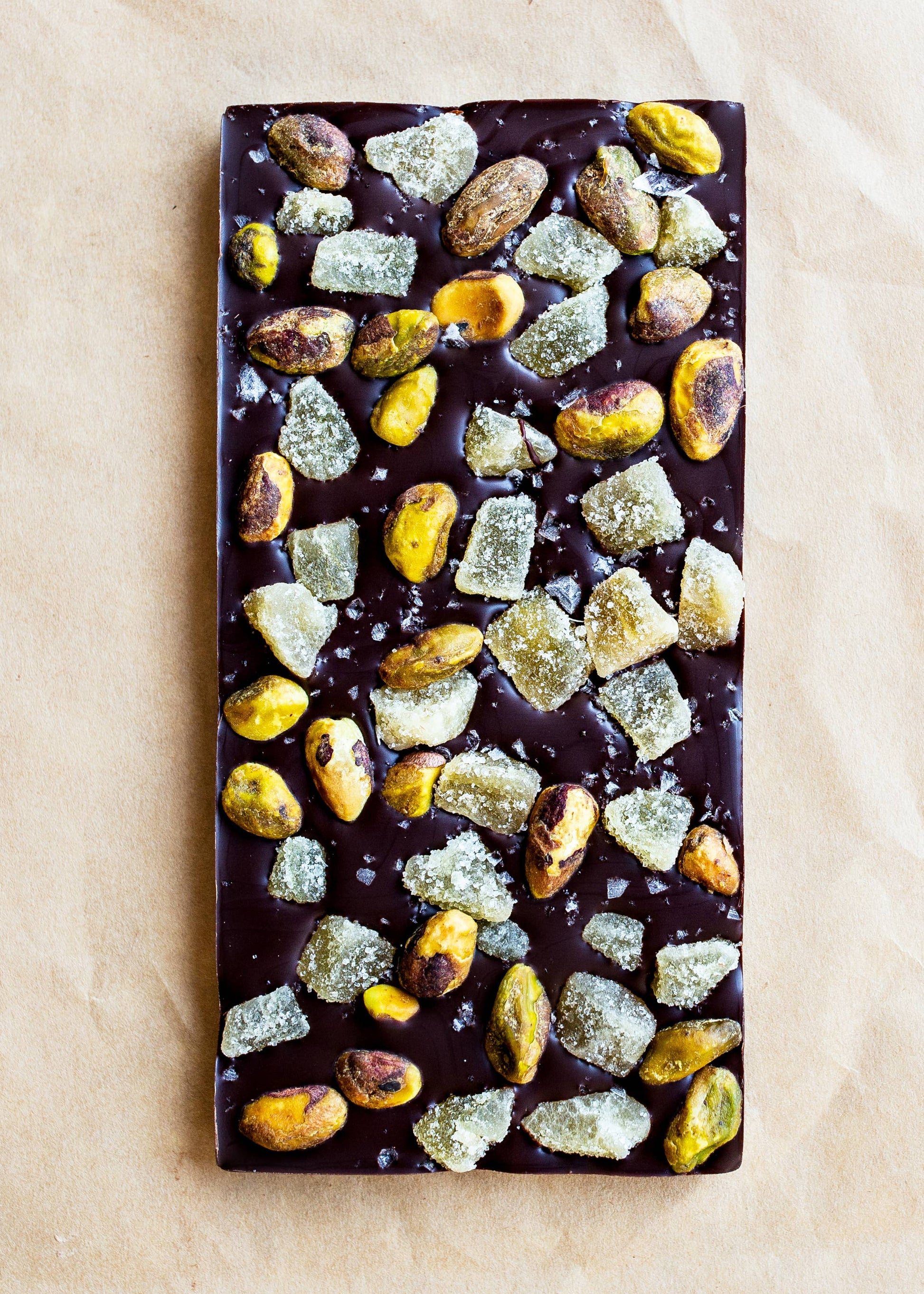 Ginger Pistachio Dark Chocolate Bar