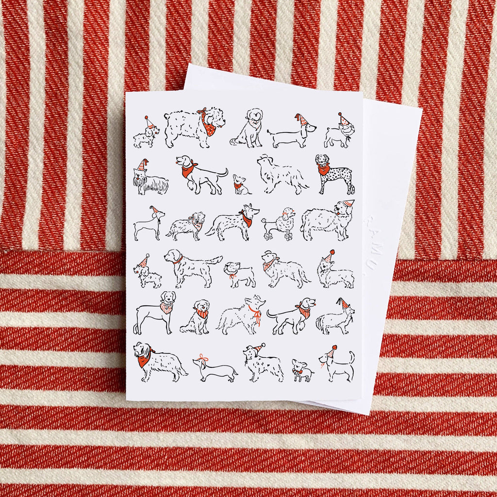 Dogs with Party Hats Greeting Card