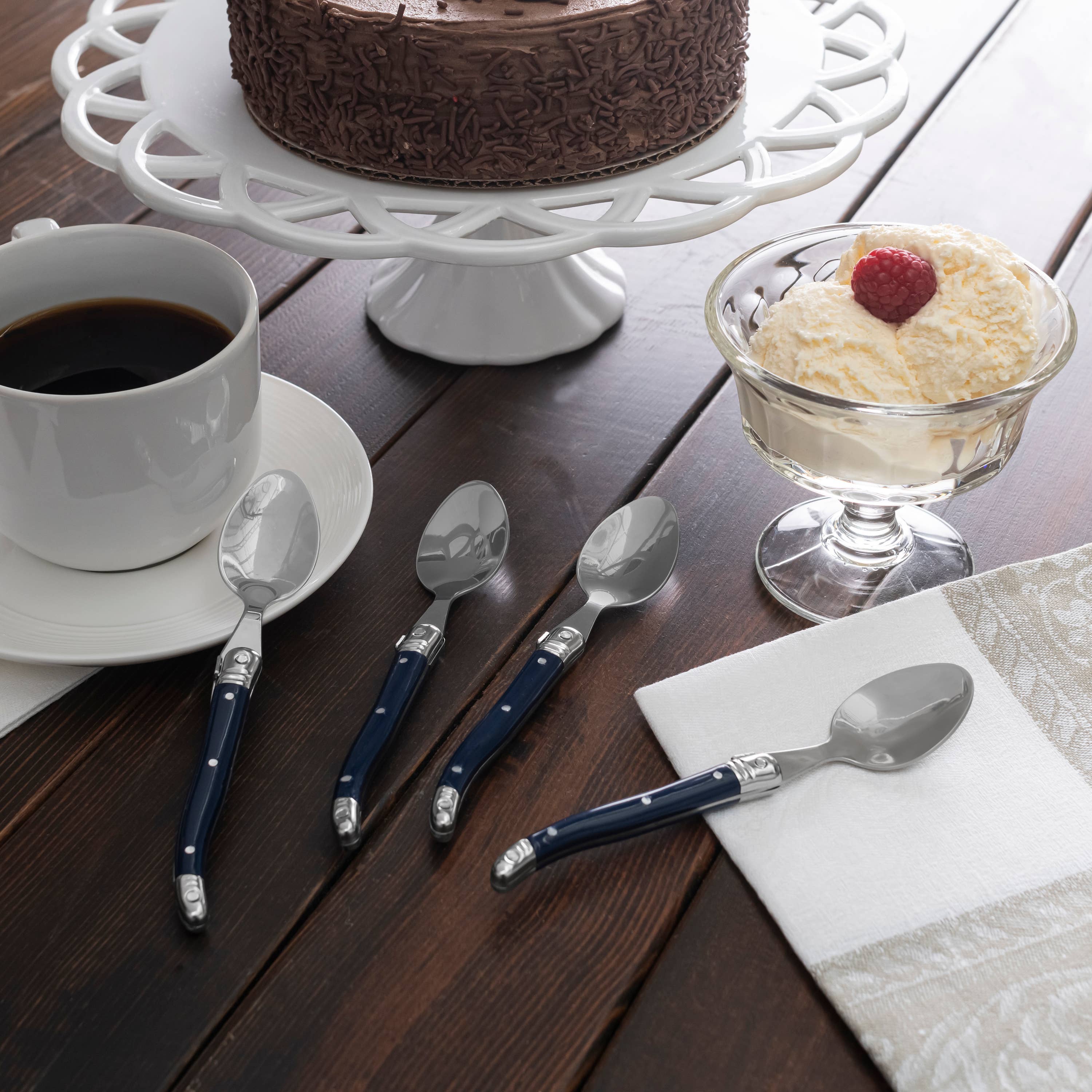 Laguiole Coffee Spoons, Set of 4, Navy