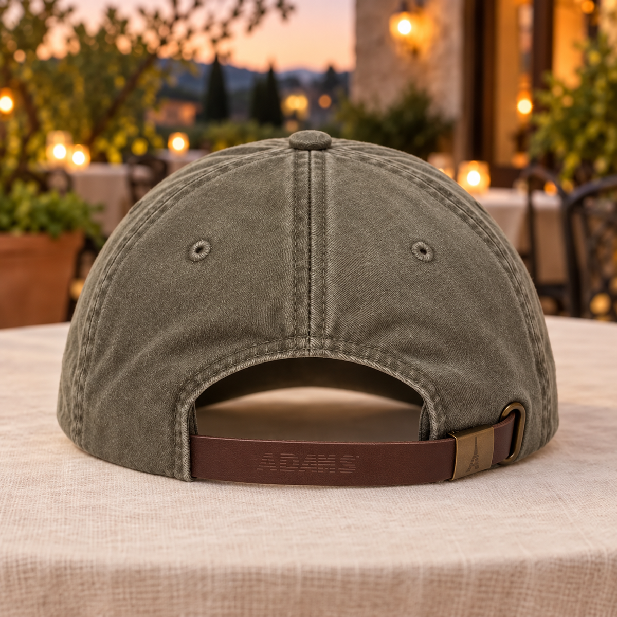 Martini Glass Embroidered Hat: Olive
