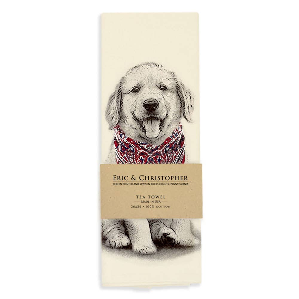 Americana Puppy Tea Towel