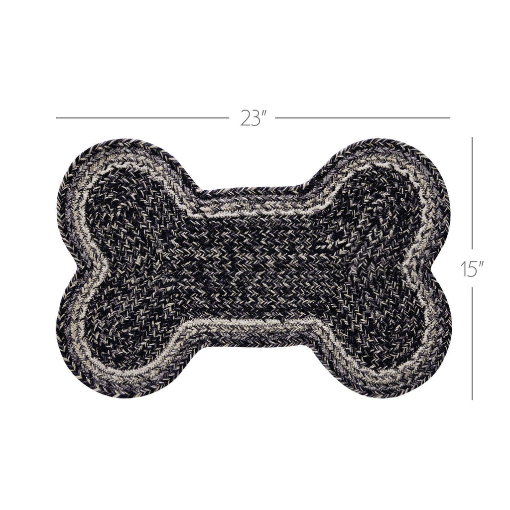 Dog bone-shaped toy with measurements on a white background