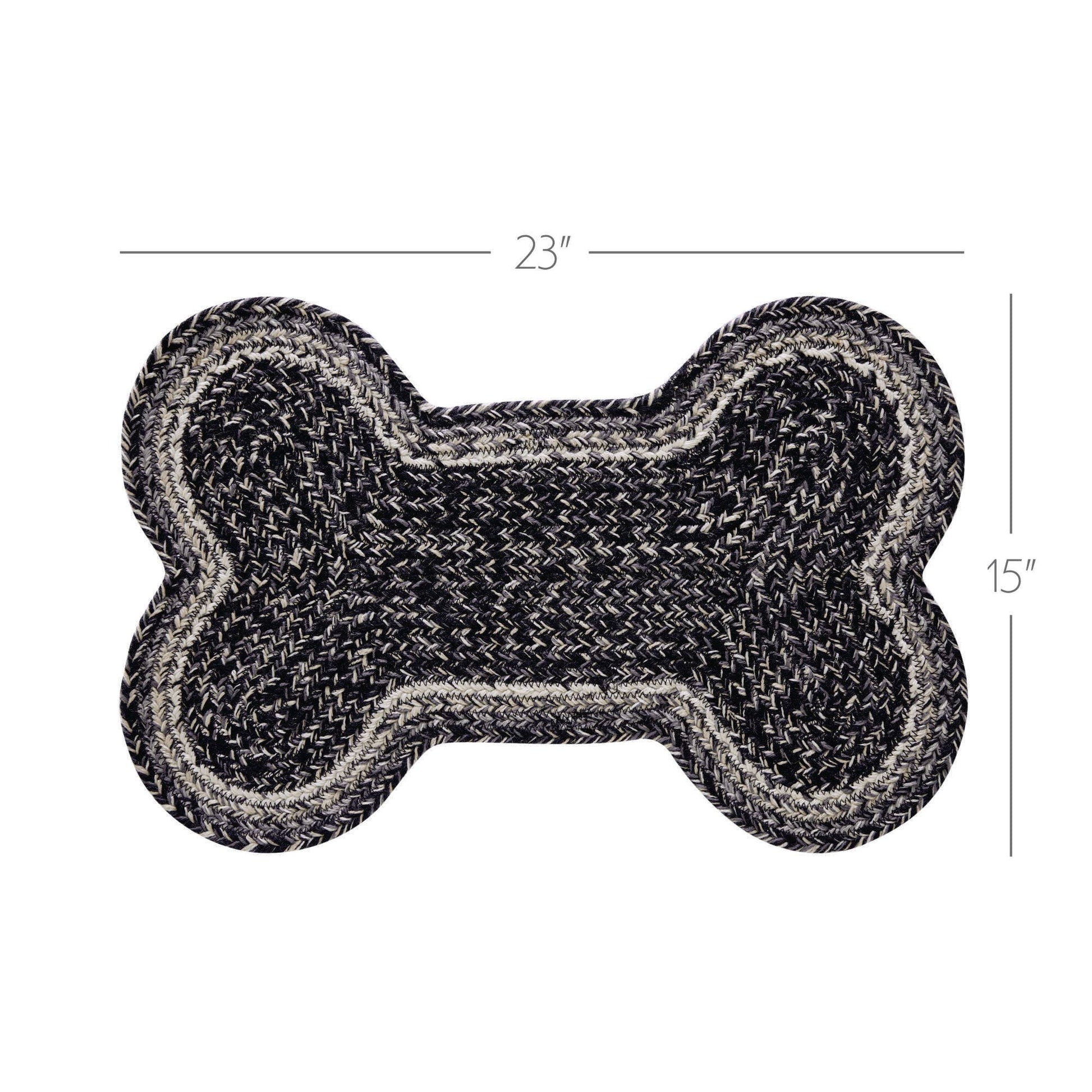 Dog bone-shaped toy with measurements on a white background