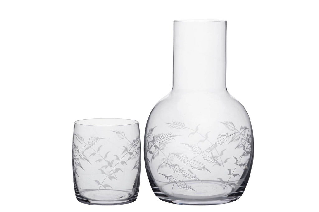 A Crystal Carafe Set with Fern Design