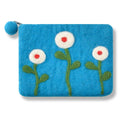Aqua Three Needle Flower Coin Purse
