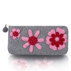 Pink Three Flowers Attached Pencil Case