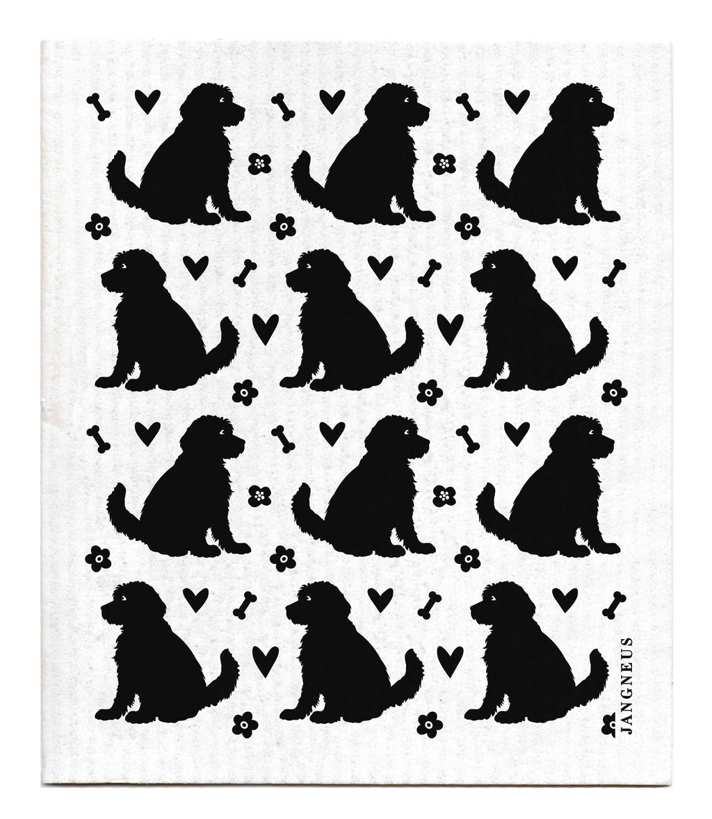 Swedish Dishcloth - Doodle Dog - Black: Black