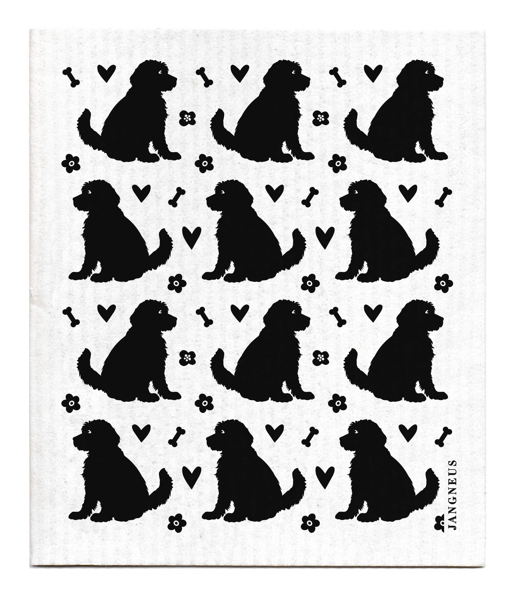 Swedish Dishcloth - Doodle Dog - Black: Black
