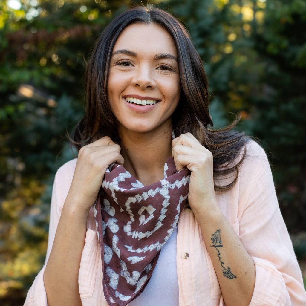 Block Printed Bandana — Chocolate Brown Batik