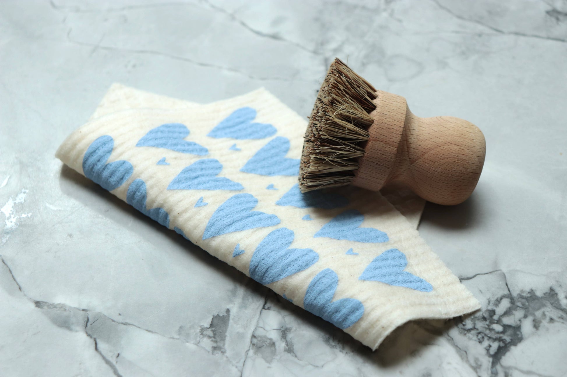 Swedish Dishcloth - Mini Heart - Blue