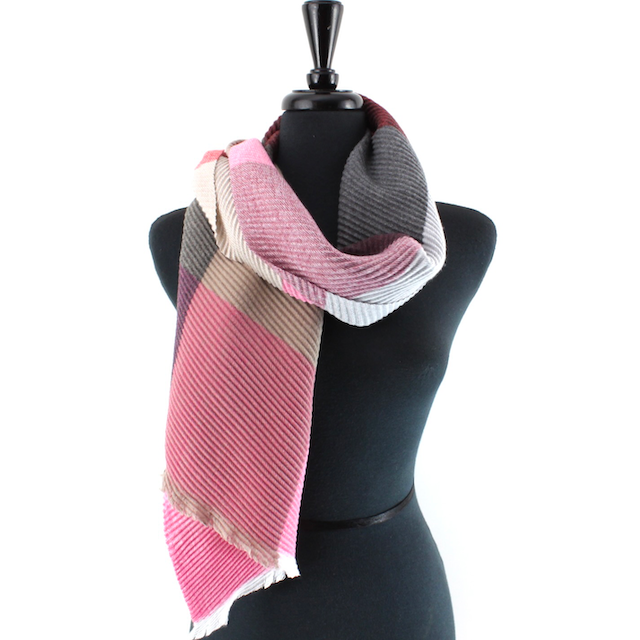 Blue/White/L Brown Merrymaking Pleated Scarf