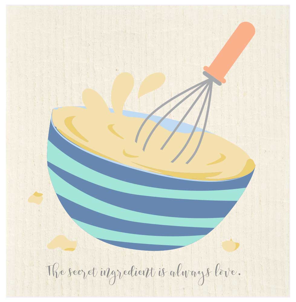 Secret Ingredient is Love Swedish Dishcloth