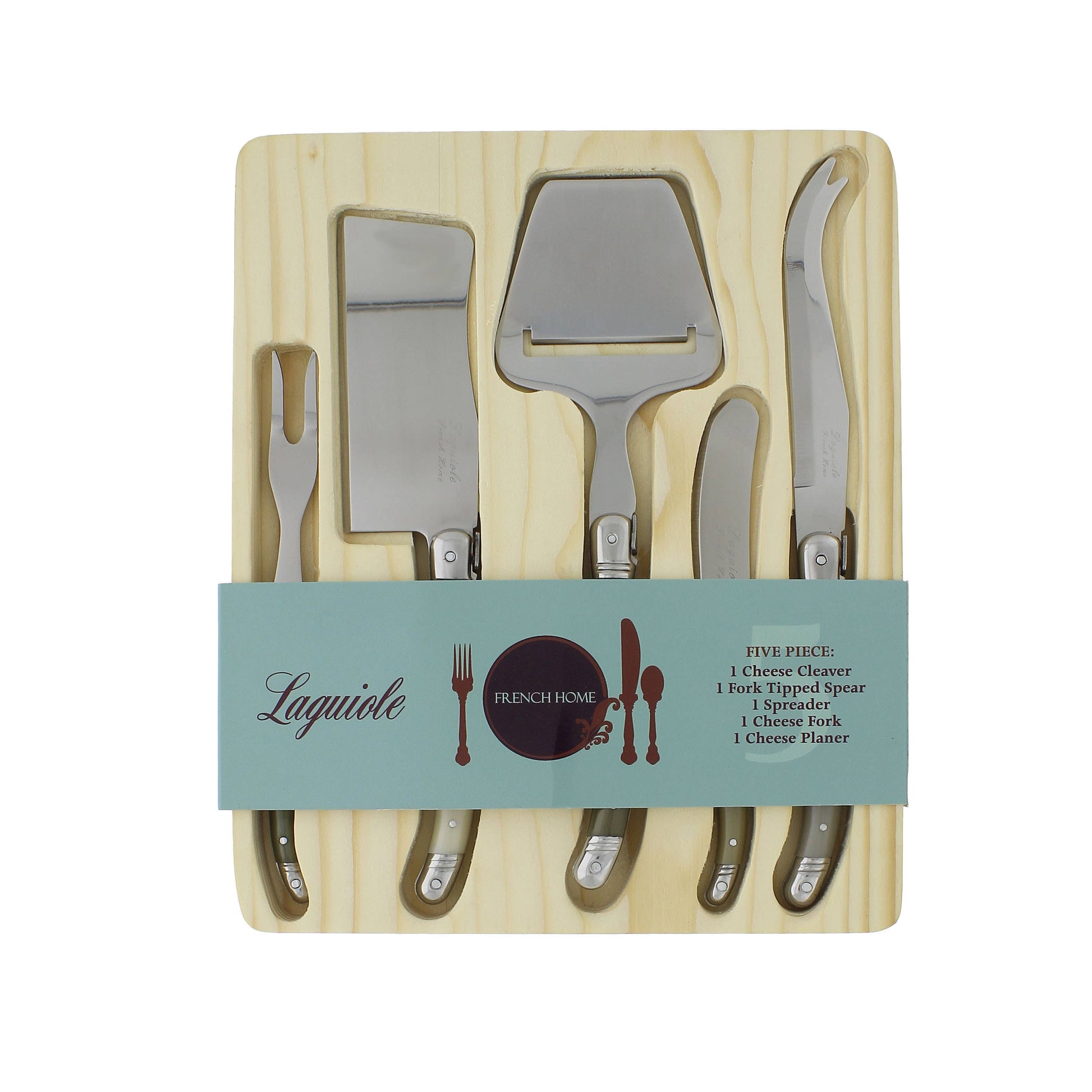 Laguiole Cheese Knife, Fork & Slicer Set – 5 Piece