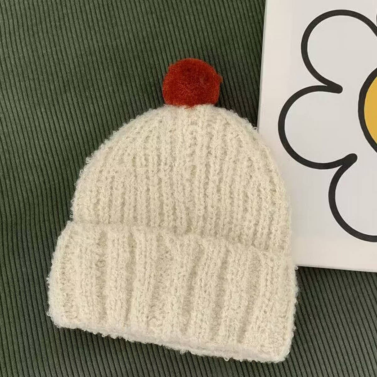 PINK CHILDREN'S COLORFUL BALL SOFT KNITTED HAT(OS) 1