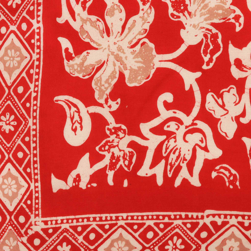 Batik Bandana, Fiery Flora, Red, Flower