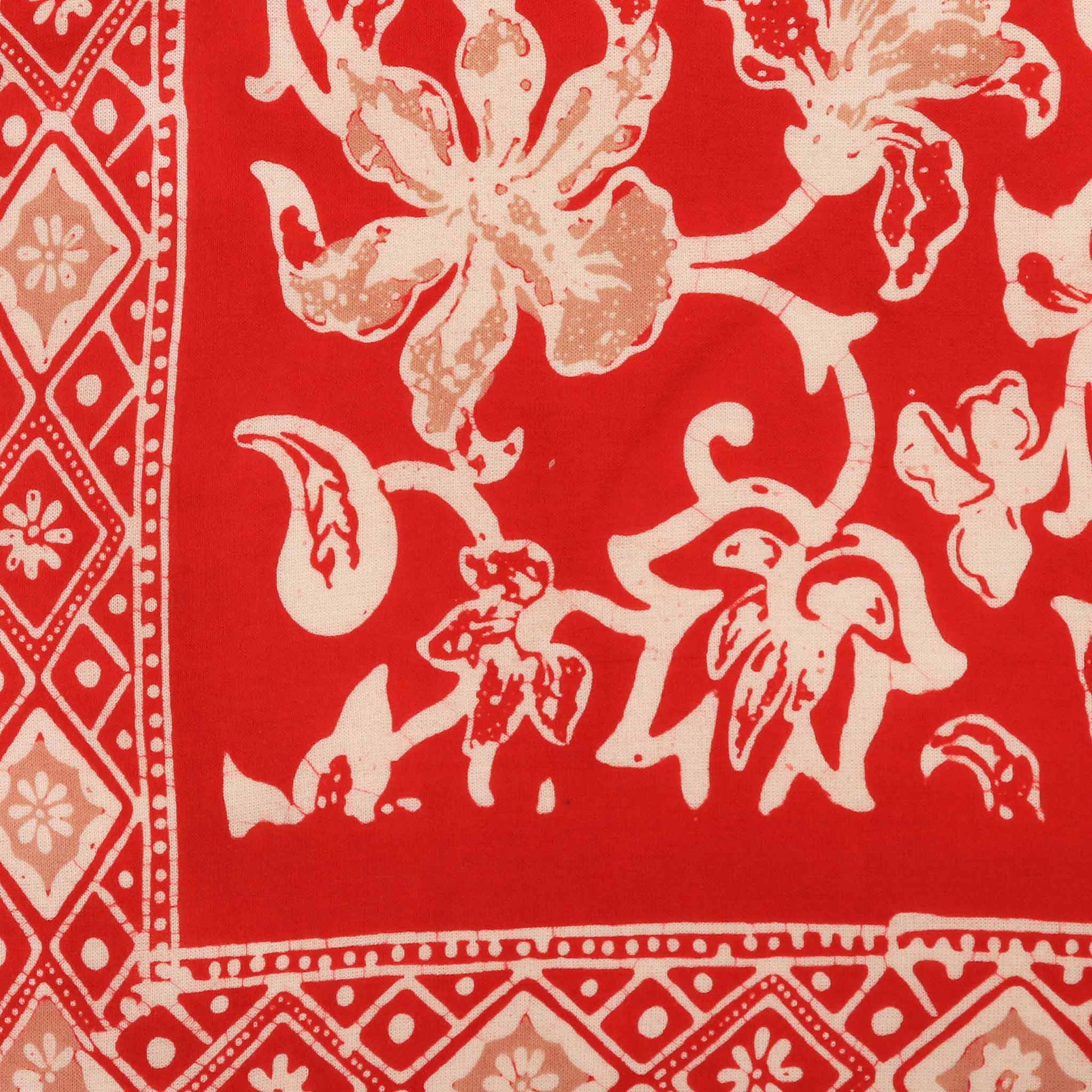 Batik Bandana, Fiery Flora, Red, Flower