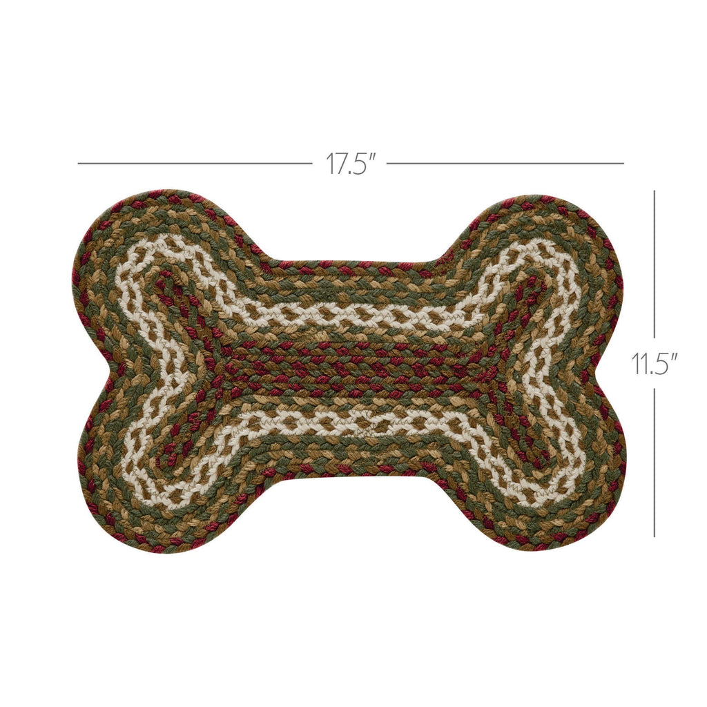 Dog bone-shaped mat with dimensions on a white background