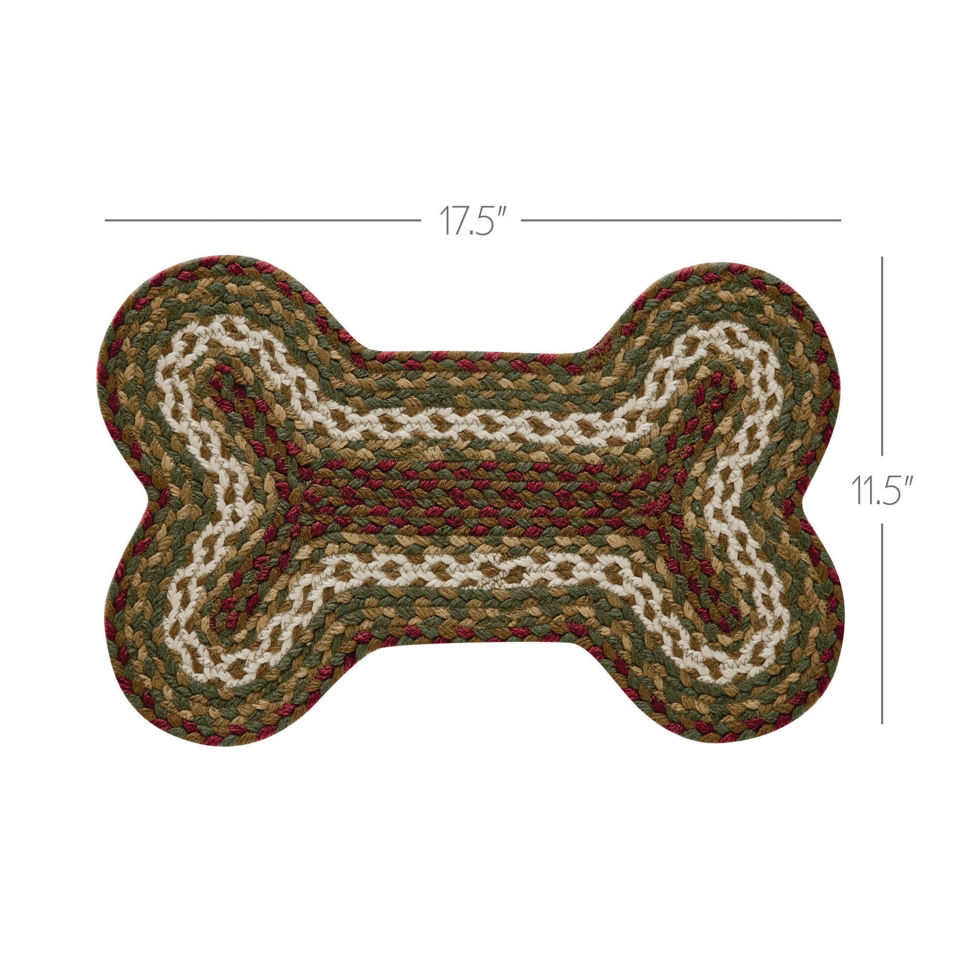 Dog bone-shaped mat with dimensions on a white background