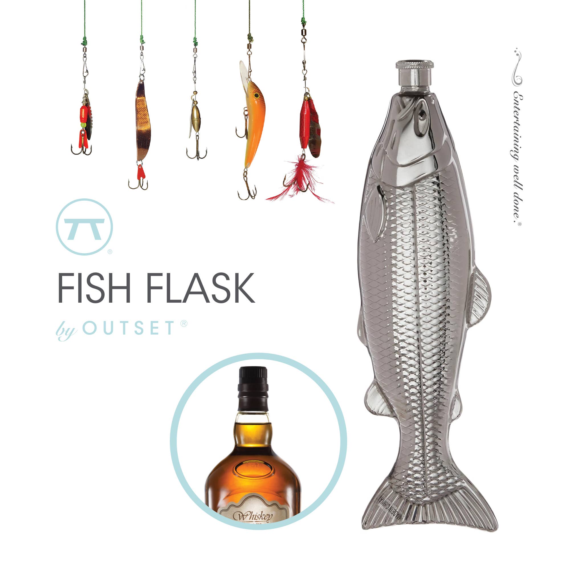 Stainless Steel Fish Travel Flask, 4 Ounce Capacity