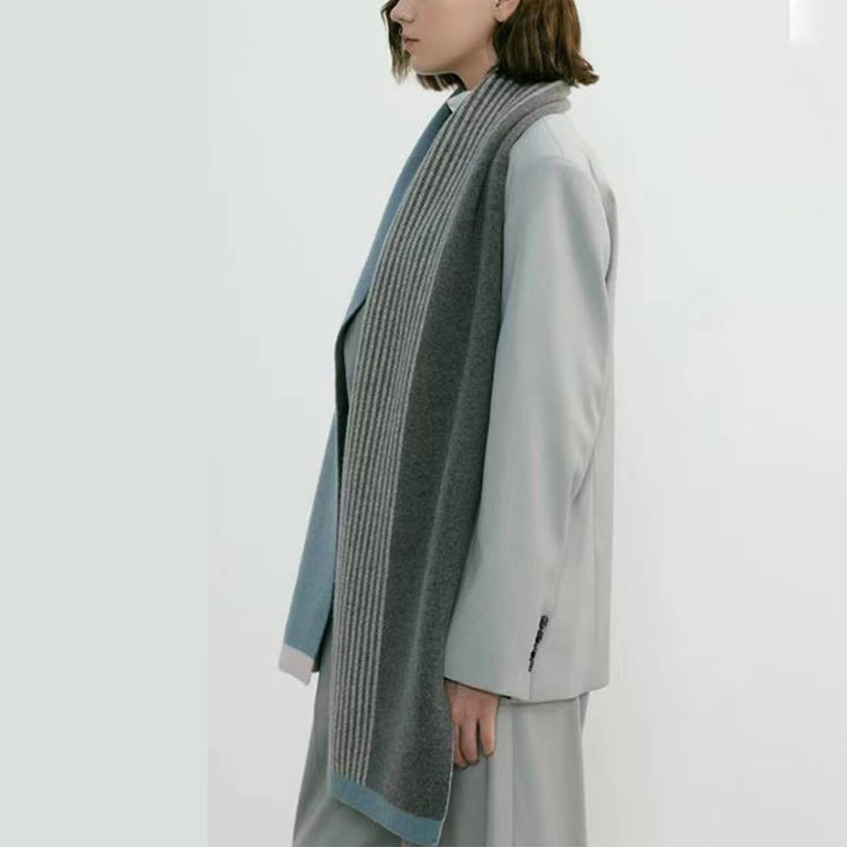 Blue Unisex Elegant Winter Couples Wrap: Blue (OS)