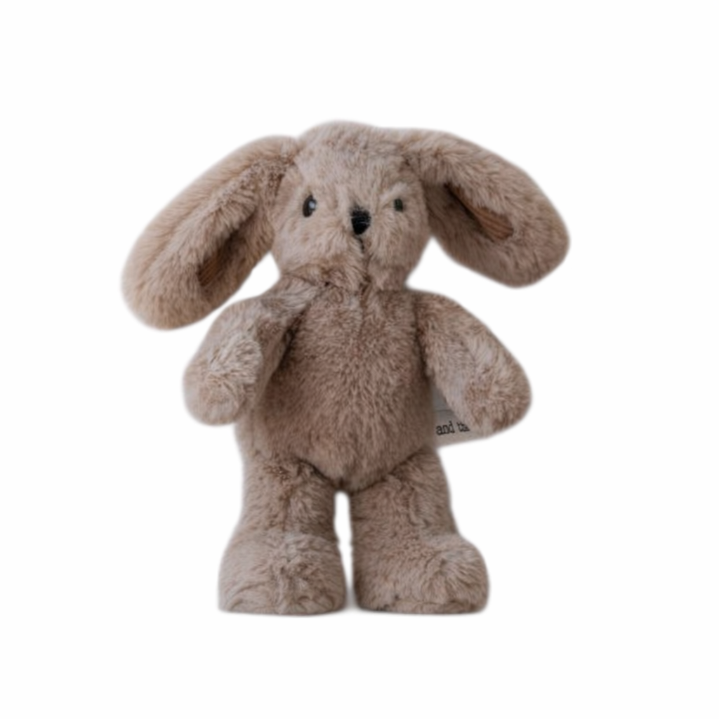 Plush bunny toy on a white background