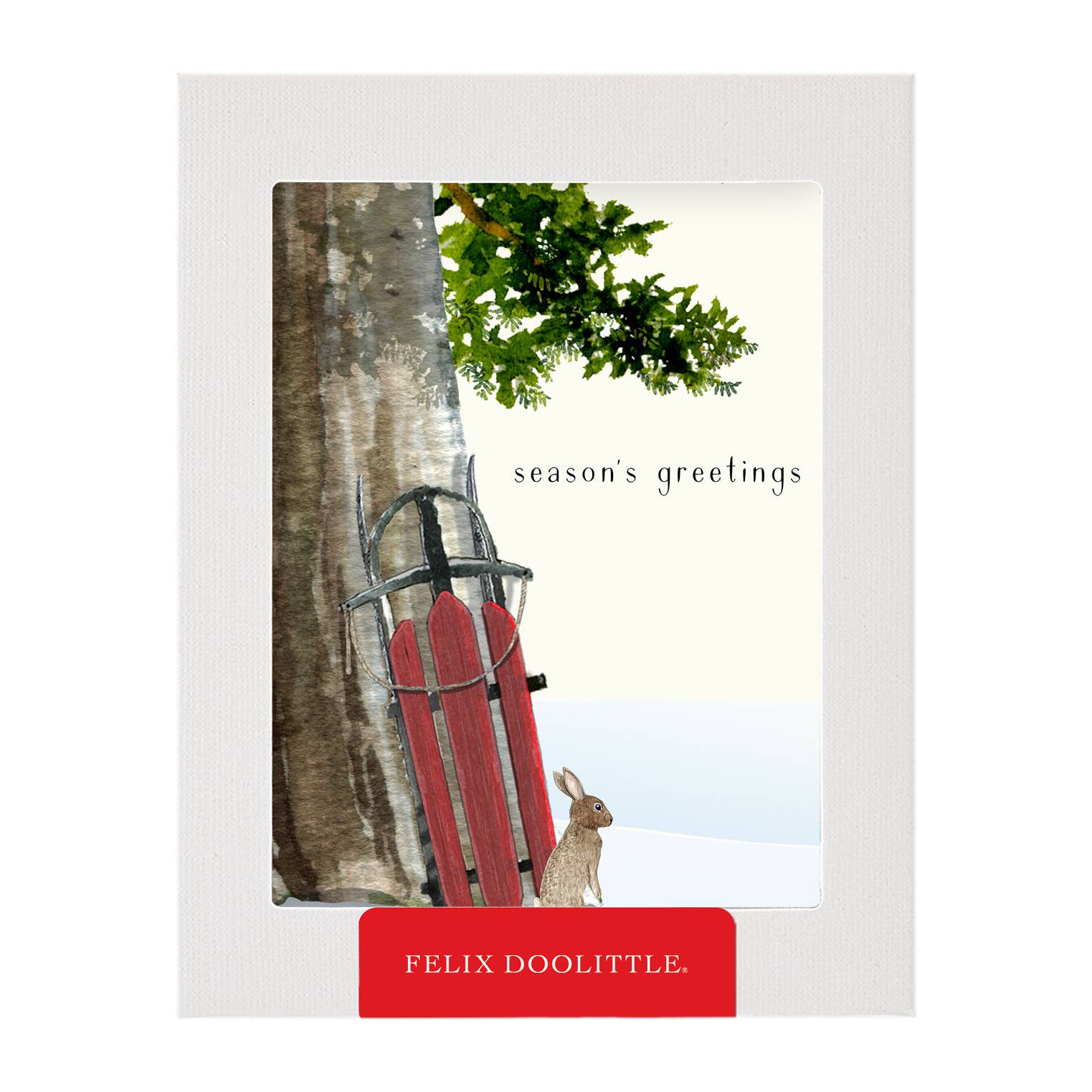 Leaning Sled - Boxed Holiday Christmas Cards