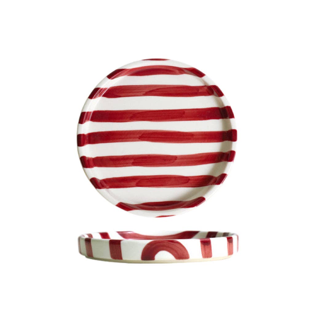 Brown Striped Ceramic Plate — 5 inch