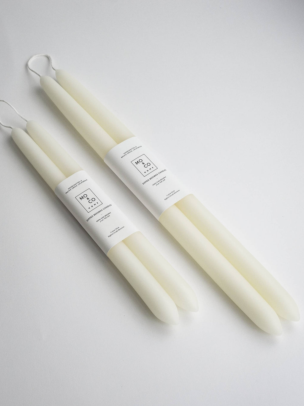Natural White | Dipped Beeswax Taper Candles – 14” | Pair