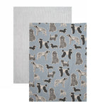 Tea Towel Set of 2 Dog Print - Blue Haze