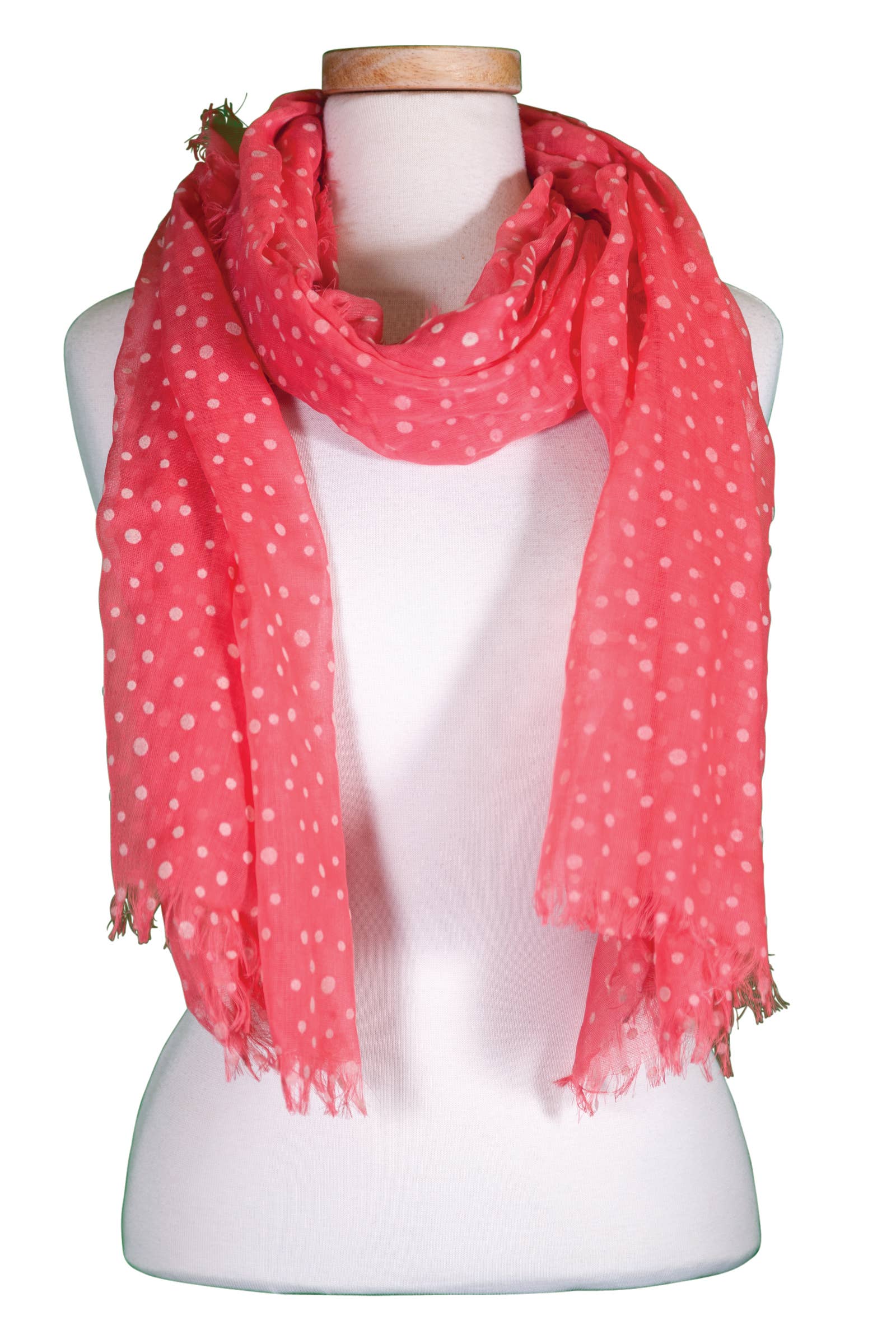 Soft Puffy Coral Polkadot Scarf