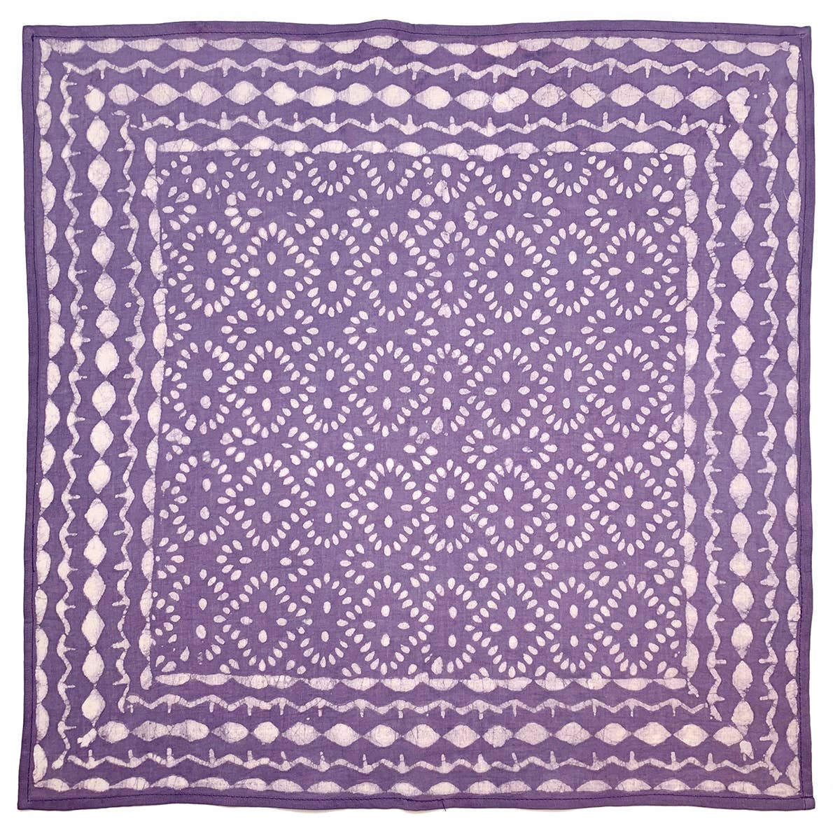 Block Printed Bandana — Purple Allover Small Shapes