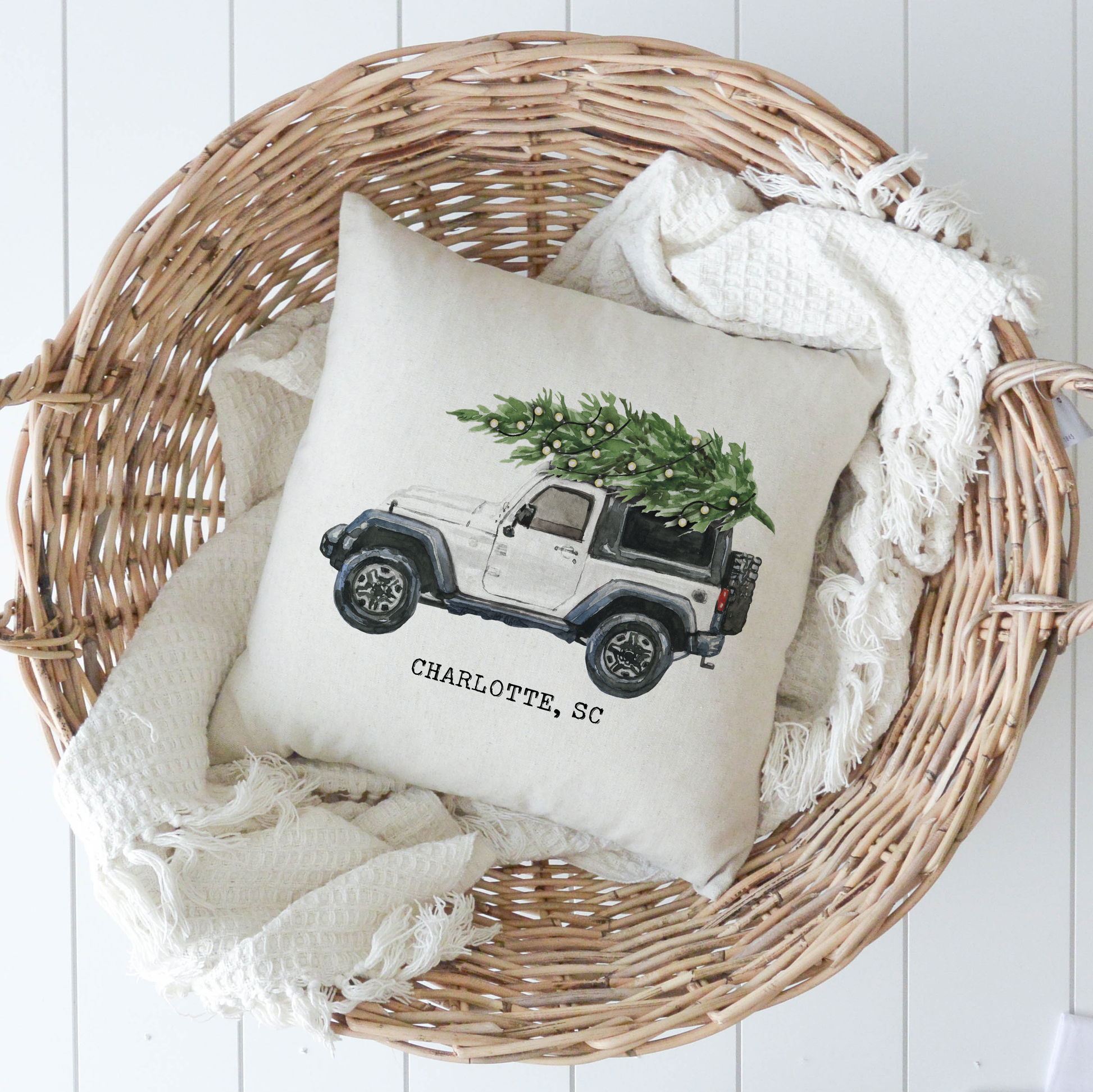 White Jeep Berkshire Pillow: Natural / 20" x 20"