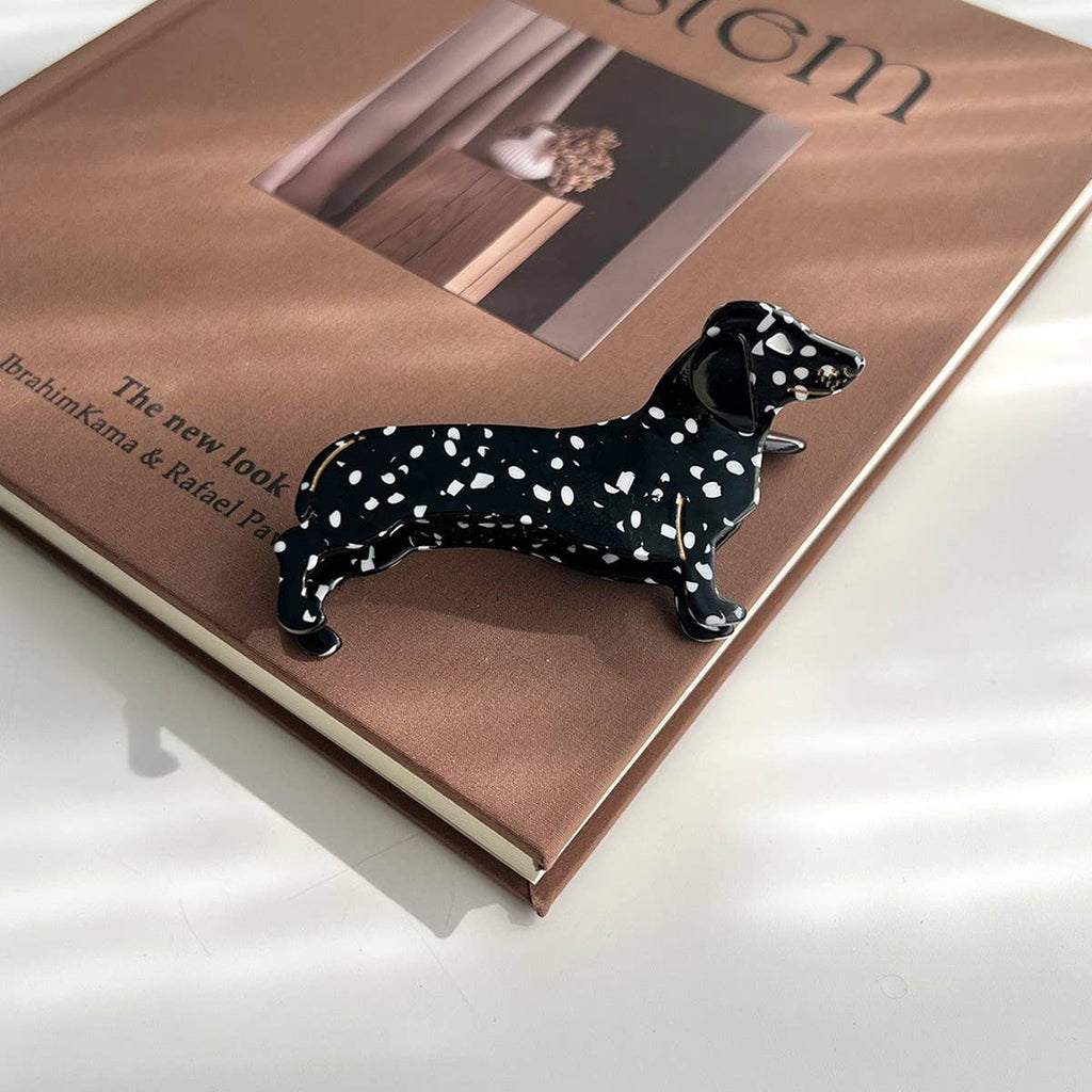Dachshund Dog Hair Claw Clip Black/Gray