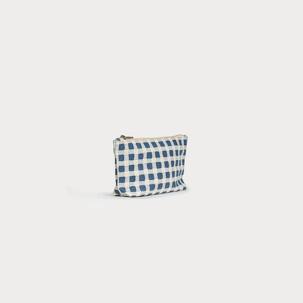 Indigo Gingham Small Waterproof Pouch