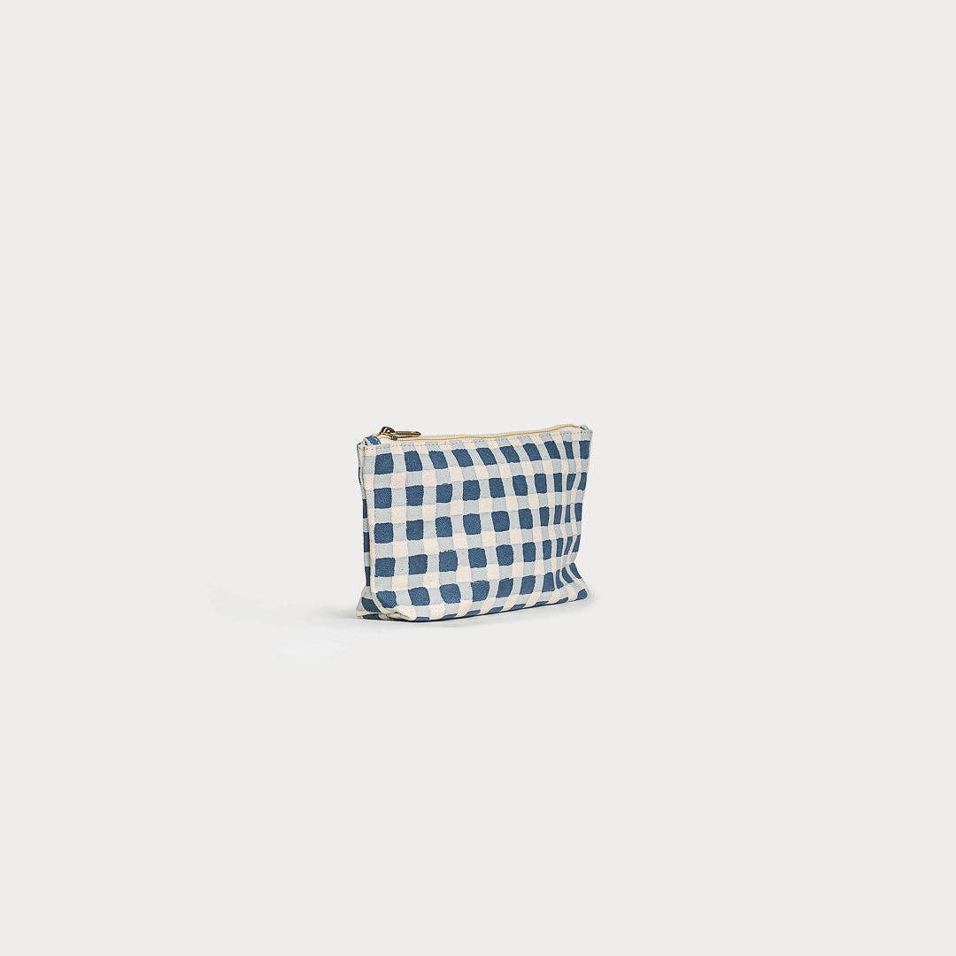 Indigo Gingham Small Waterproof Pouch