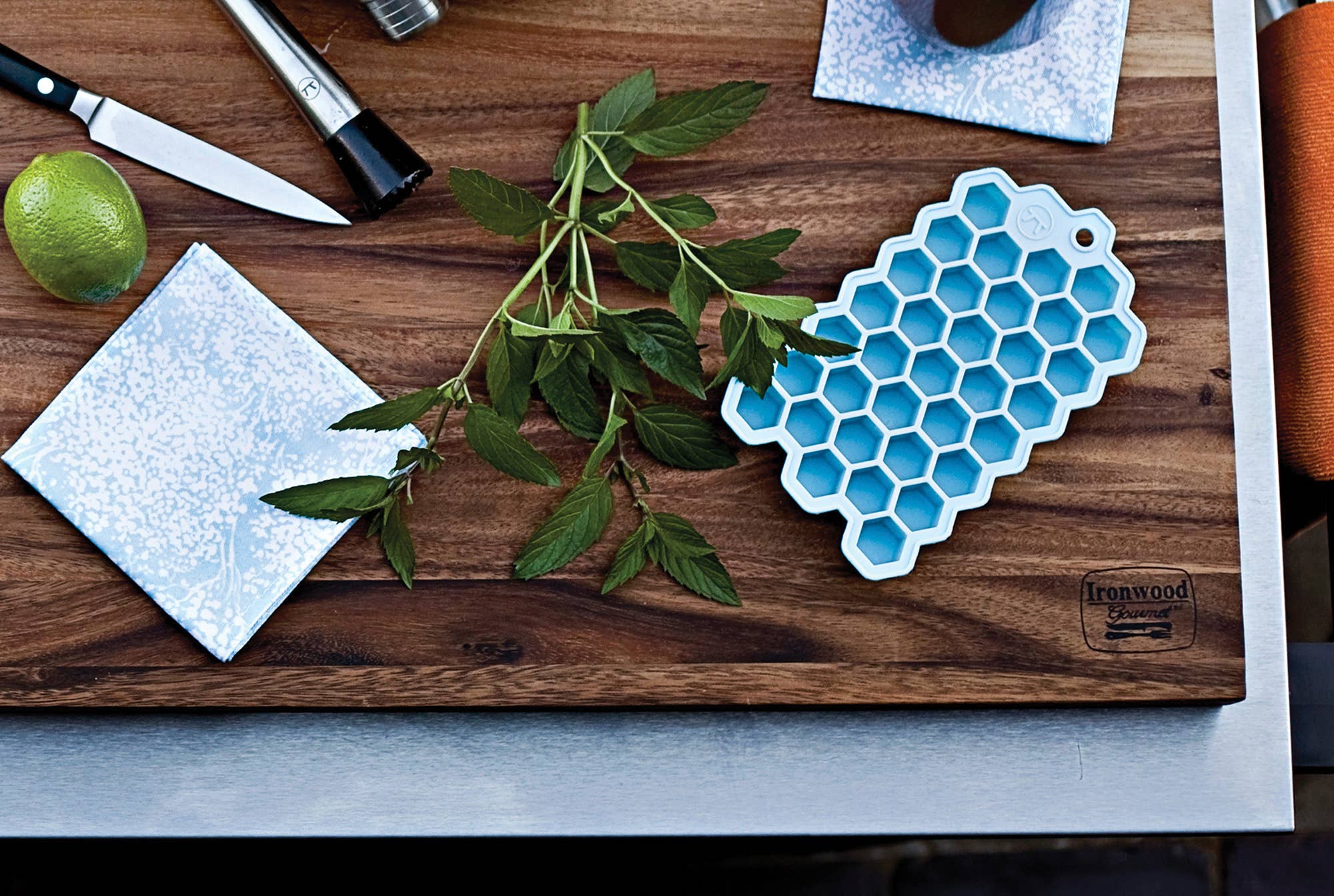 Hex Ice Cube Mold, Silicone, Small, 7" x 4.25"