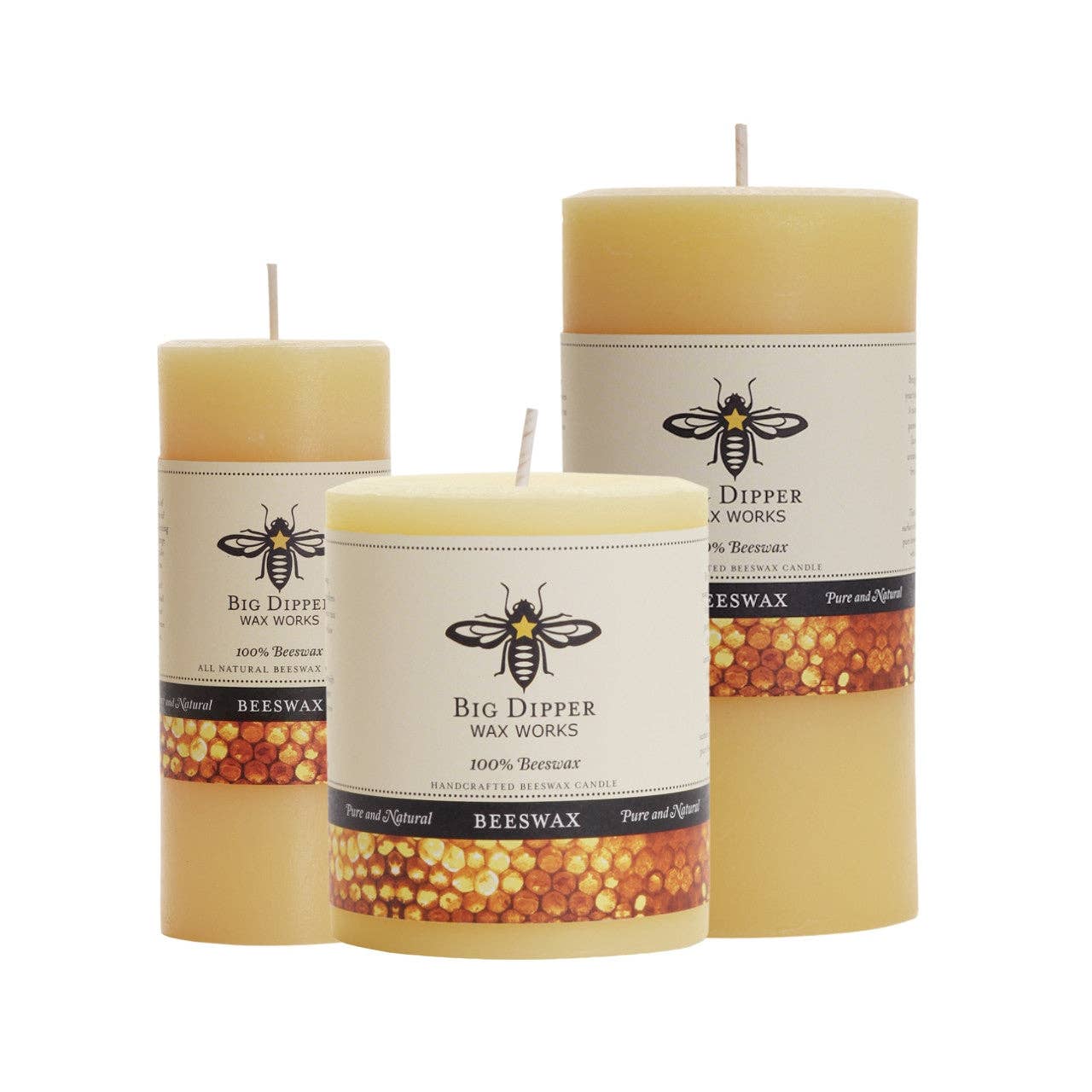 Pure Beeswax Pillar Candles | 3 Sizes