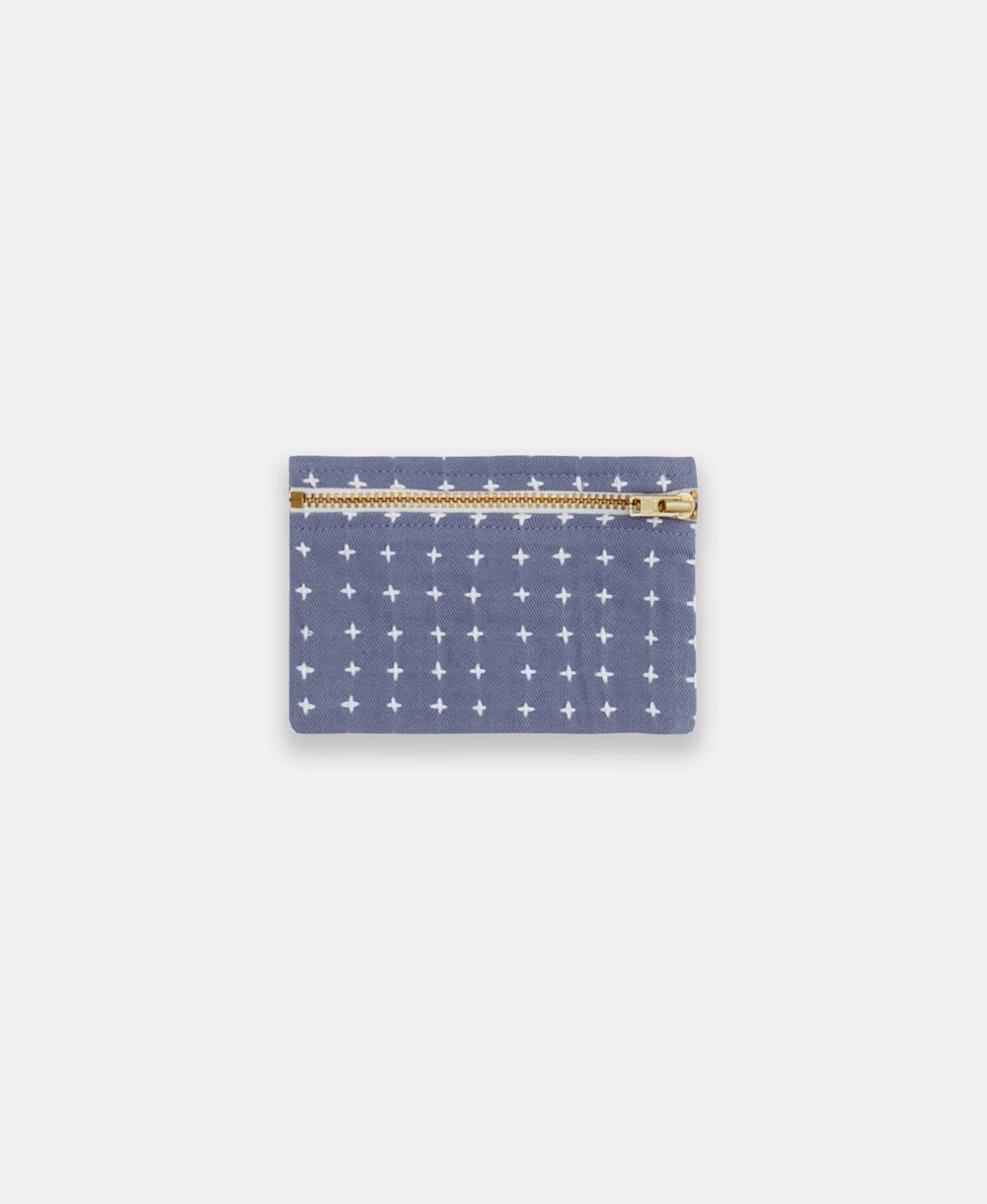 Navy Cross-Stitch Coin Purse