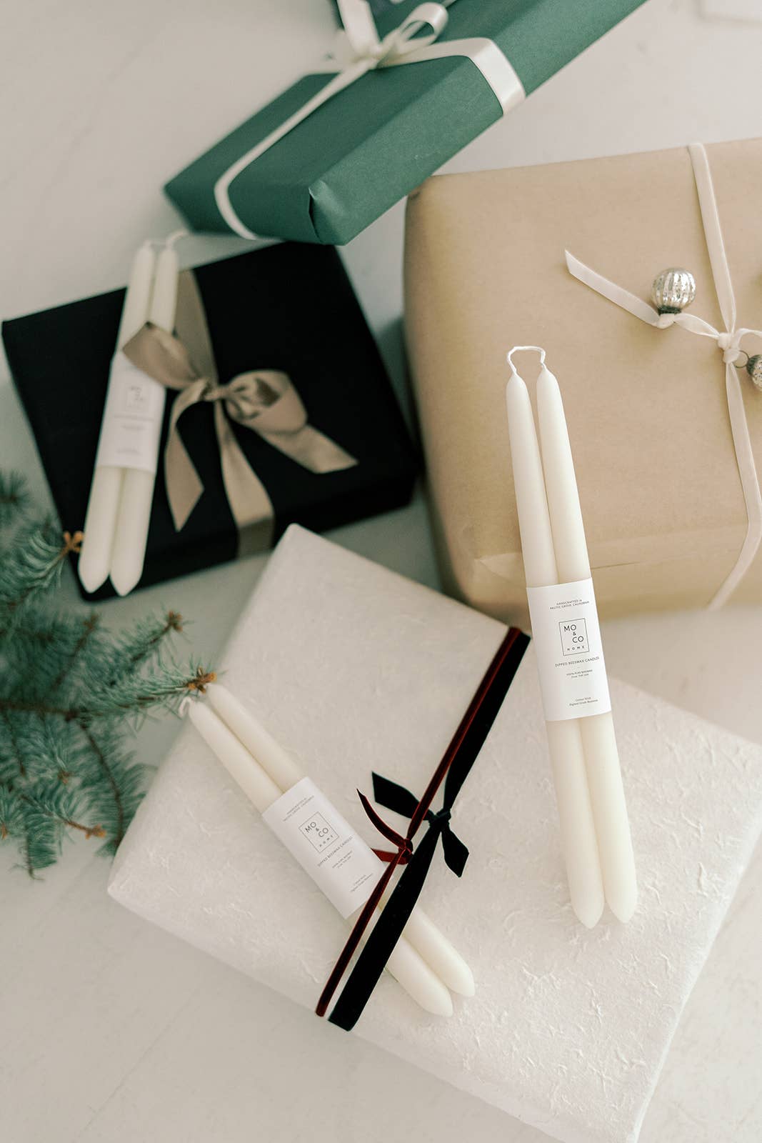 Natural White | Dipped Beeswax Taper Candles – 10” | Pair