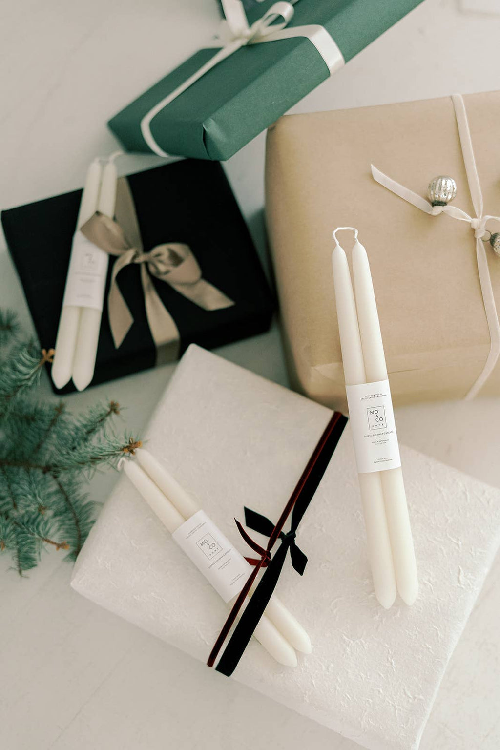 Natural White | Dipped Beeswax Taper Candles – 14” | Pair